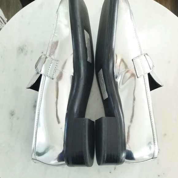Rag & bone Silver Maxwell Loafers Flats NWT Studded Shiny Leather Casual Grunge - Picture 6 of 14